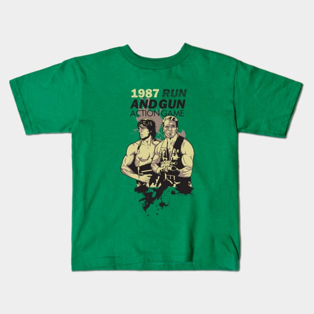 1987 RUN AND GUN ACTION GAME Kids T-Shirt by Artillery26